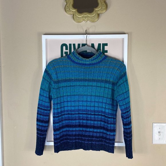 Vintage Y2k Striped Mockneck Sweater - Picture 2 of 5